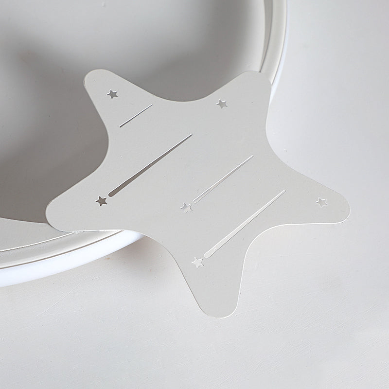 Modern Led Ceiling Flush Light - White Moon And Star Design In Warm/White