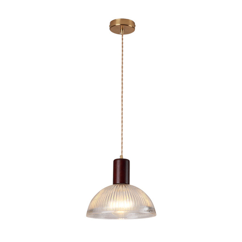 Simple Style Ribbed Glass Pendant Light Fixture For Bedroom