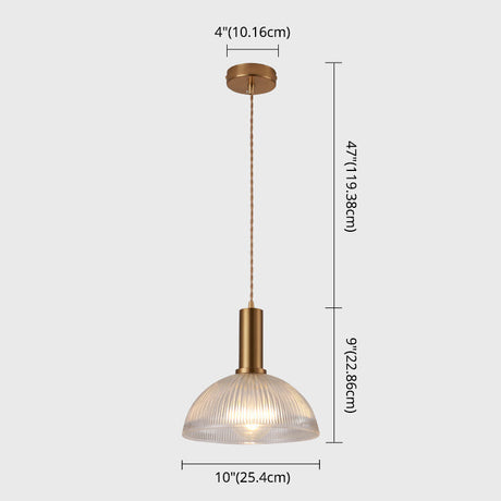 Simple Style Ribbed Glass Pendant Light Fixture For Bedroom