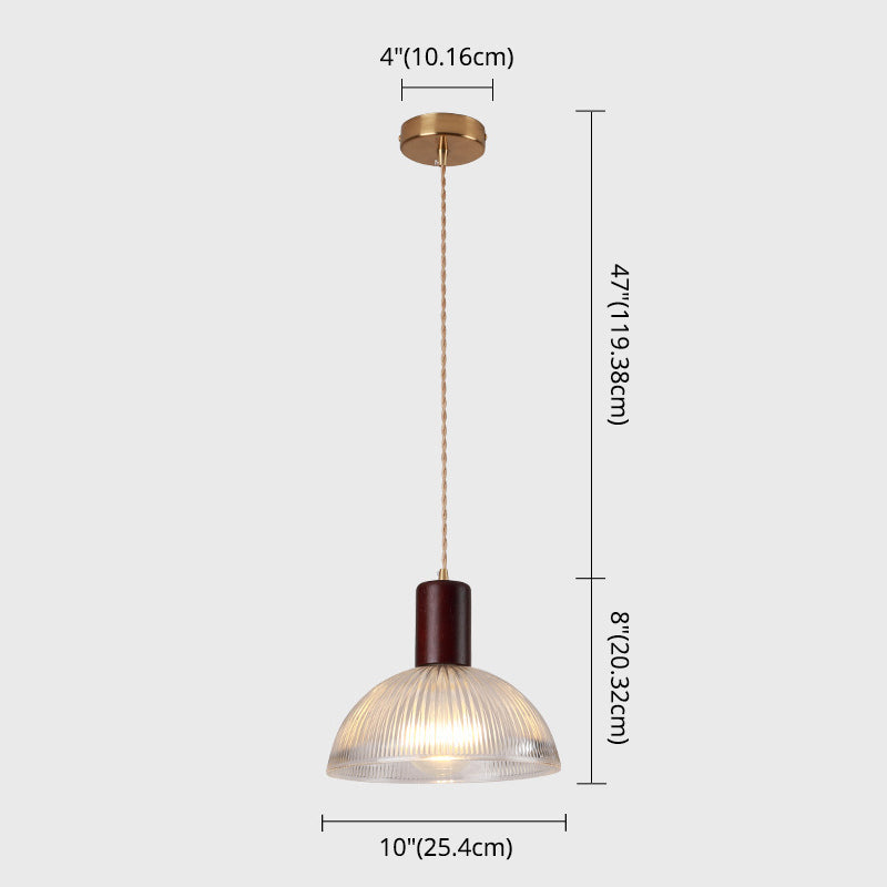 Sleek Single-Bulb Hanging Lamp With Ribbed Glass Shade: Elegant Pendant Light For Bedrooms