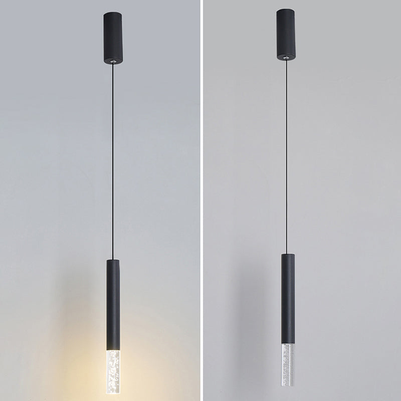 Modern Black Tube Pendant Lamp With Led Acrylic Ceiling Light - Ideal For Bedrooms