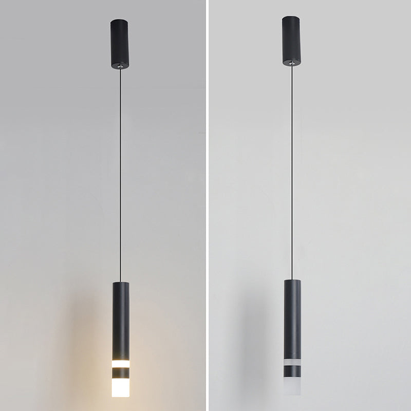 Modern Black Tube Pendant Lamp With Led Acrylic Ceiling Light - Ideal For Bedrooms