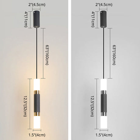 Modern Black Tube Pendant Lamp With Led Acrylic Ceiling Light - Ideal For Bedrooms