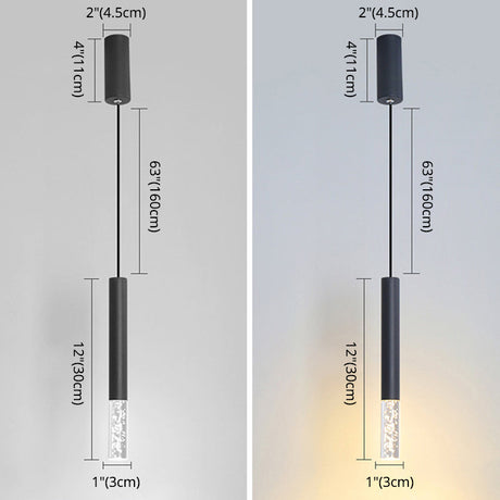 Modern Black Tube Pendant Lamp With Led Acrylic Ceiling Light - Ideal For Bedrooms