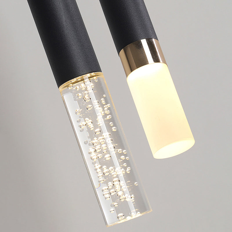 Black Tube Pendant Lamp: Modern Acrylic Led Ceiling Light Fixture For Bedroom