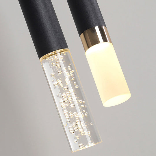 Modern Black Tube Pendant Lamp With Led Acrylic Ceiling Light - Ideal For Bedrooms