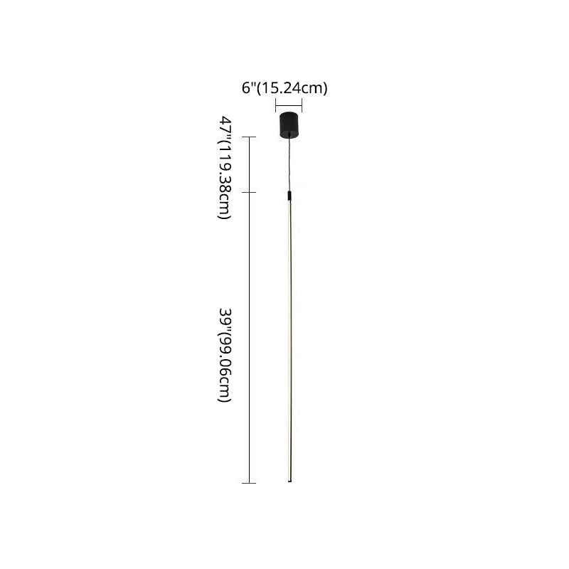 Black Metal Led Stick Pendant - Minimalist Style Linear Suspension Lighting For Bedrooms