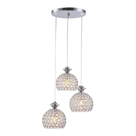 Modern Acrylic Cluster Pendant Light With 3 Chrome Lights For Dining Room