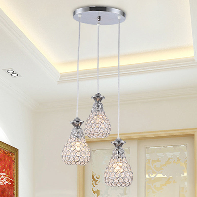 Modern Acrylic Cluster Pendant Light With 3 Chrome Lights For Dining Room