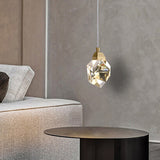 Led Crystal Stone Pendant Light - Simple Single-Light Clear Lamp For Dining Room