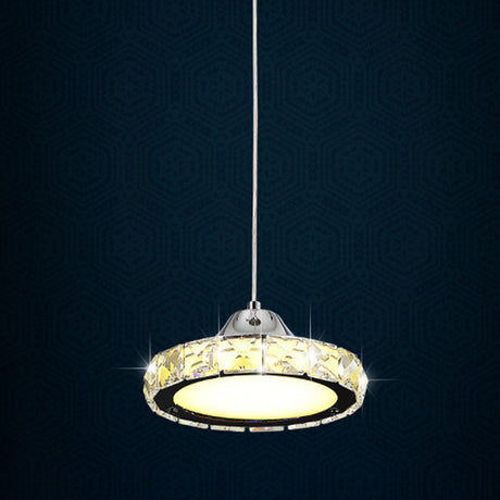 Modern Circular Led Crystal Pendant Light With Chrome Finish For Hanging Ceiling / Warm 5