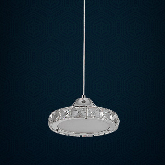 Modern Circular Led Crystal Pendant Light With Chrome Finish For Hanging Ceiling / White 5