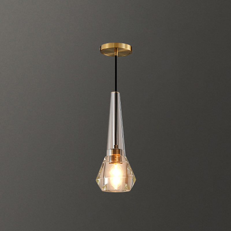 Crystal Block Pendant Light - Simplicity Meets Elegance In This 1-Light Brass Ceiling Fixture /