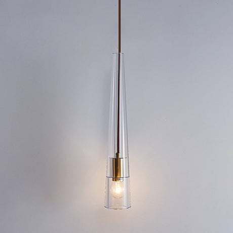 Modern Shaded Crystal Pendant Light - Simplicity Block Design Brass Ceiling Fixture
