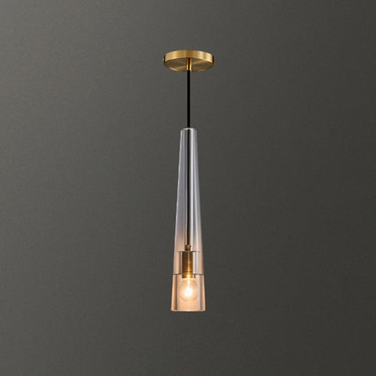 Crystal Block Pendant Light - Simplicity Meets Elegance In This 1-Light Brass Ceiling Fixture / Cone