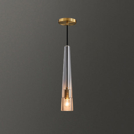Modern Shaded Crystal Pendant Light - Simplicity Block Design Brass Ceiling Fixture / Cone