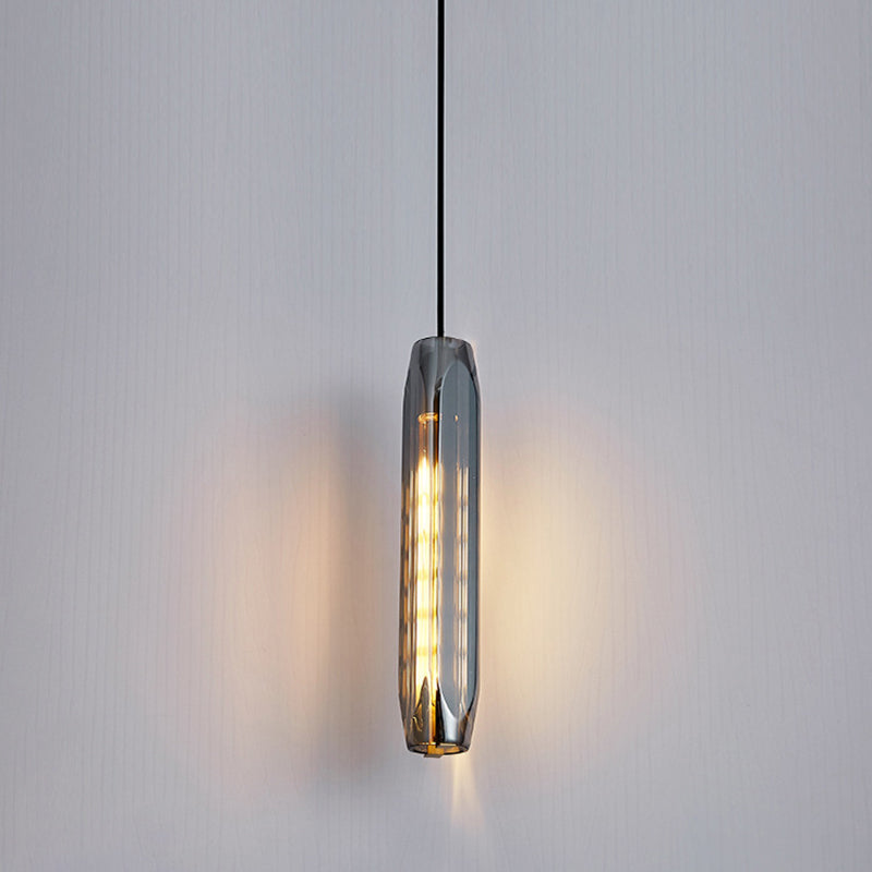 Modern Shaded Crystal Pendant Light - Simplicity Block Design Brass Ceiling Fixture