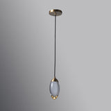 Brass Oval Mini Suspension Crystal Led Pendant Light For Minimalist Bedroom Ceiling