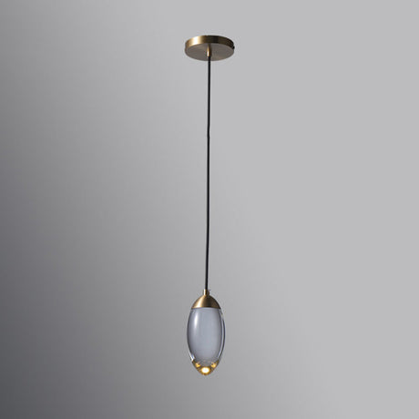 Brass Oval Mini Suspension Crystal Led Pendant Light For Minimalist Bedroom Ceiling