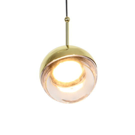 Sleek Led Crystal Glass Pendant Light For Bedside Or Ceiling Gold