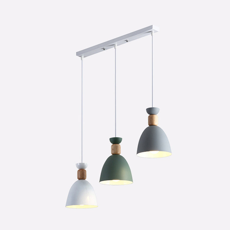 Nordic Style Goblet Ceiling Pendant Light With Metal Shade For Dining Room White-Grey-Green / Linear