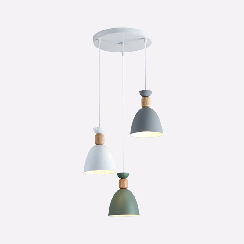 Nordic Style Goblet Ceiling Pendant Light With Metal Shade For Dining Room White-Grey-Green / Round