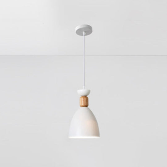 Nordic Style Goblet Ceiling Pendant Light With Metal Shade For Dining Room White / Round