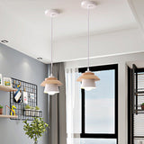 Nordic Saucer Dining Room Lamp - Metal And Wood Pendant Light