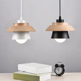 Nordic Saucer Dining Room Lamp - Metal And Wood Pendant Light