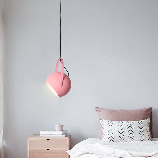 Dome Pendant Spotlight Restaurant Hanging Light Fixture - Macaron Metal With Arched Handle