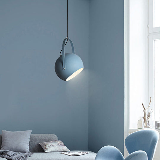 Dome Pendant Restaurant Spotlight With Arched Handle - Metal Hanging Light Fixture