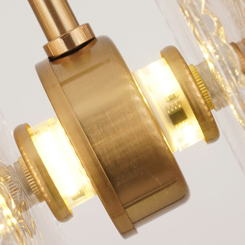 Brass Plated Crystal Glass Led Pendant Light For Dining Spaces