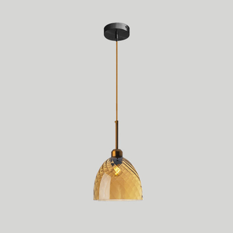 Loft Style Twisted Glass Hanging Lamp: Round Ceiling Light Fixture With 1 Bulb For Dining Room