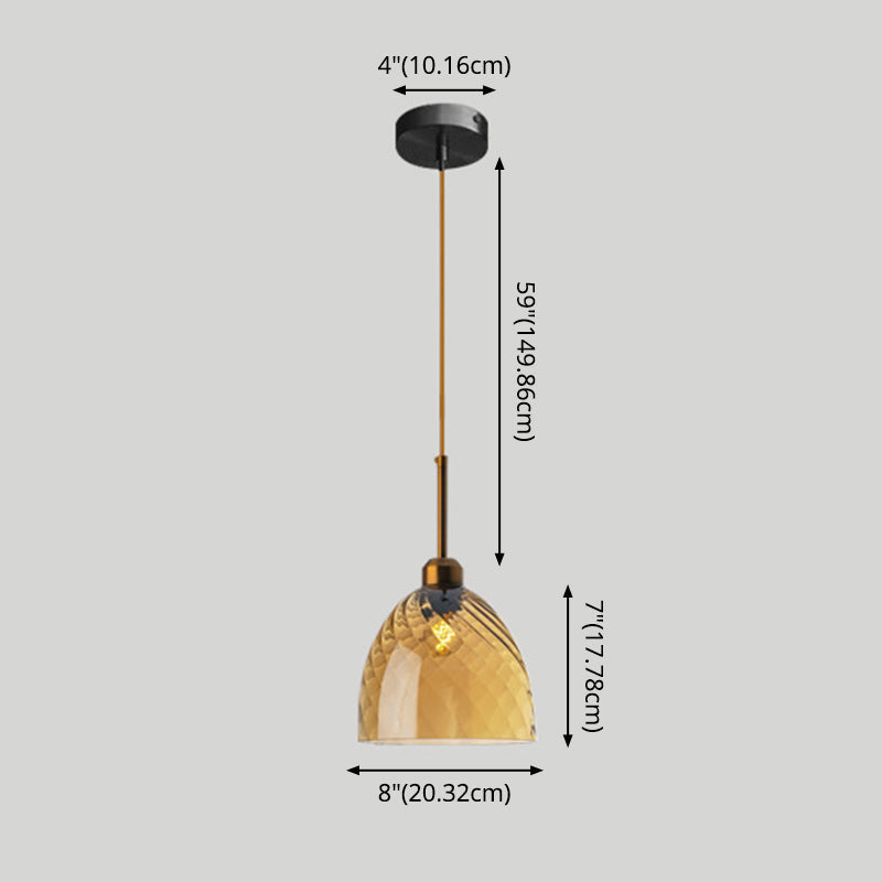 Loft Style Twisted Glass Hanging Lamp: Round Ceiling Light Fixture With 1 Bulb For Dining Room