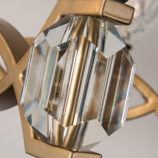 Vintage 2-Light Clear Crystal Wall Sconce With Gold Finish