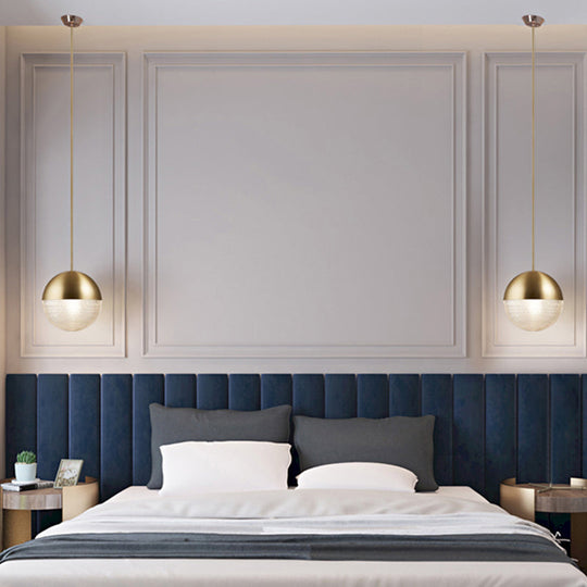 Modern Hemispherical Glass Pendant Light With Frosted Metal Lamp Body - Ideal For Aisles And Bars