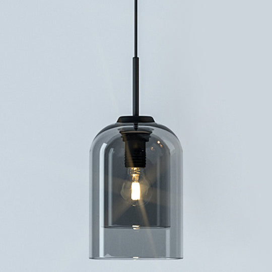 Minimalist Double Glasses Shade Pendant Light - Modern Ceiling For Aisles And Bedrooms Smoke Gray