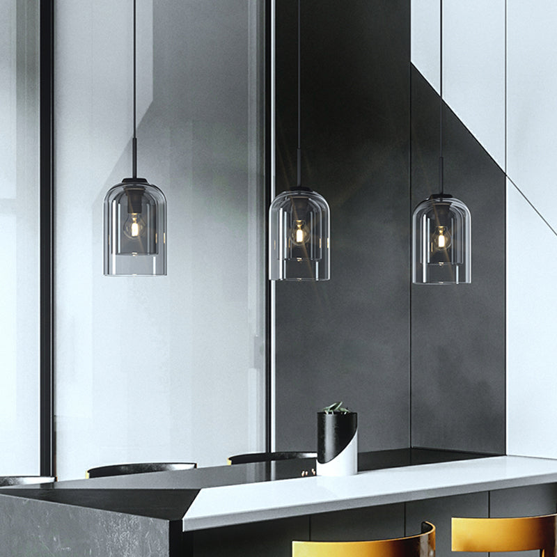 Minimalist Double Glasses Shade Pendant Light - Modern Ceiling For Aisles And Bedrooms