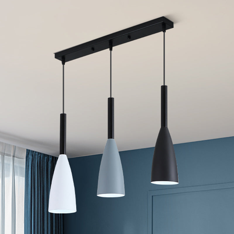 Metal Macaroon Style Goblet Shade Hanging Light - 3 Lights Suspension Lamp For Dining Room Foyer