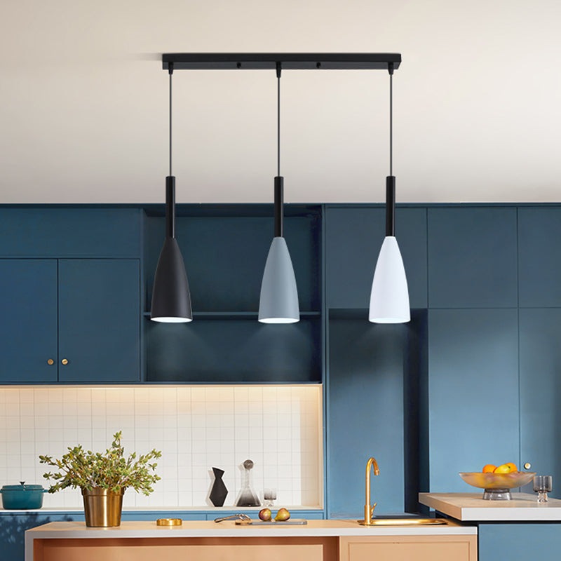 Metal Goblet Shade Hanging Light - Macaroon Style 3 Lights Perfect For Dining Room And Foyer