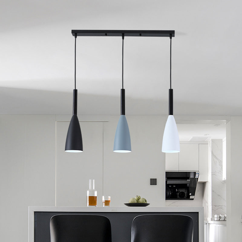 Metal Macaroon Style Goblet Shade Hanging Light - 3 Lights Suspension Lamp For Dining Room Foyer