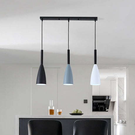 Metal Macaroon Style Goblet Shade Hanging Light - 3 Lights Suspension Lamp For Dining Room Foyer