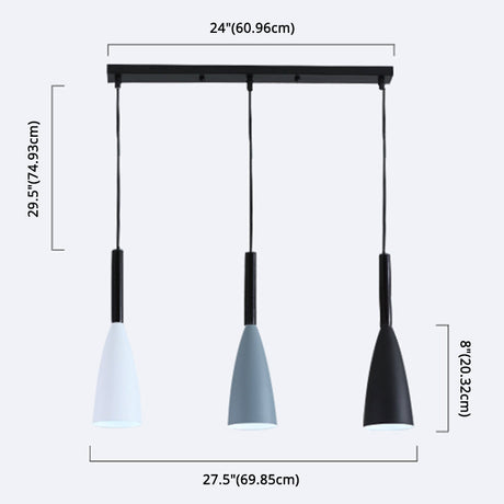 Metal Macaroon Style Goblet Shade Hanging Light - 3 Lights Suspension Lamp For Dining Room Foyer