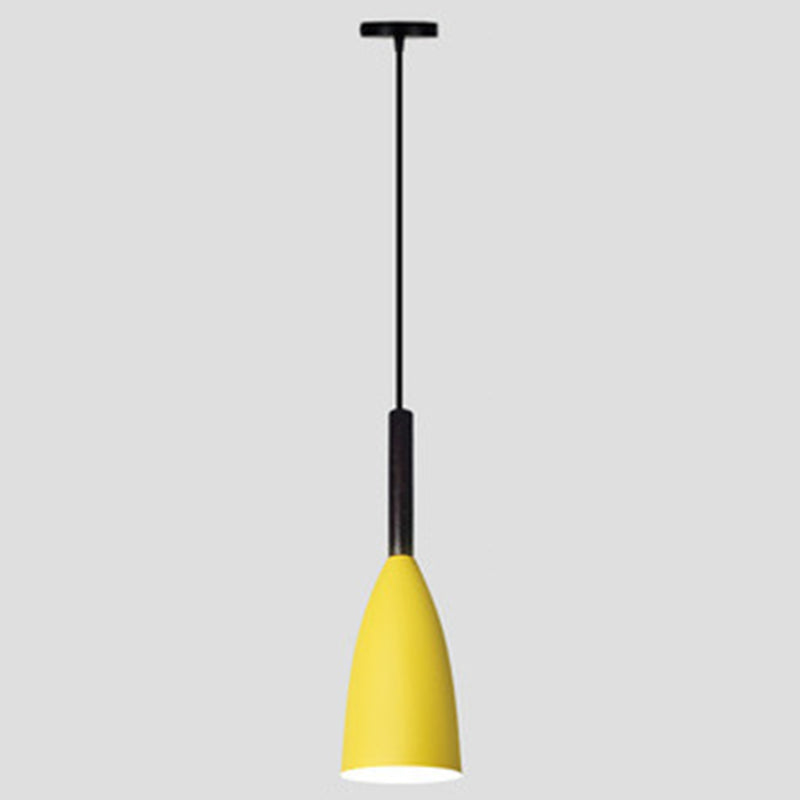 Macaroon Metal Goblet Pendant Lamp For Dining Room - Single Light Downlighting Fixture Yellow