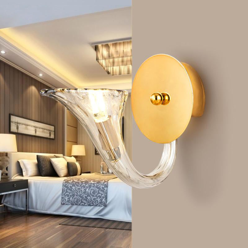 Contemporary Clear Glass Sconce In Gold For Corridor
