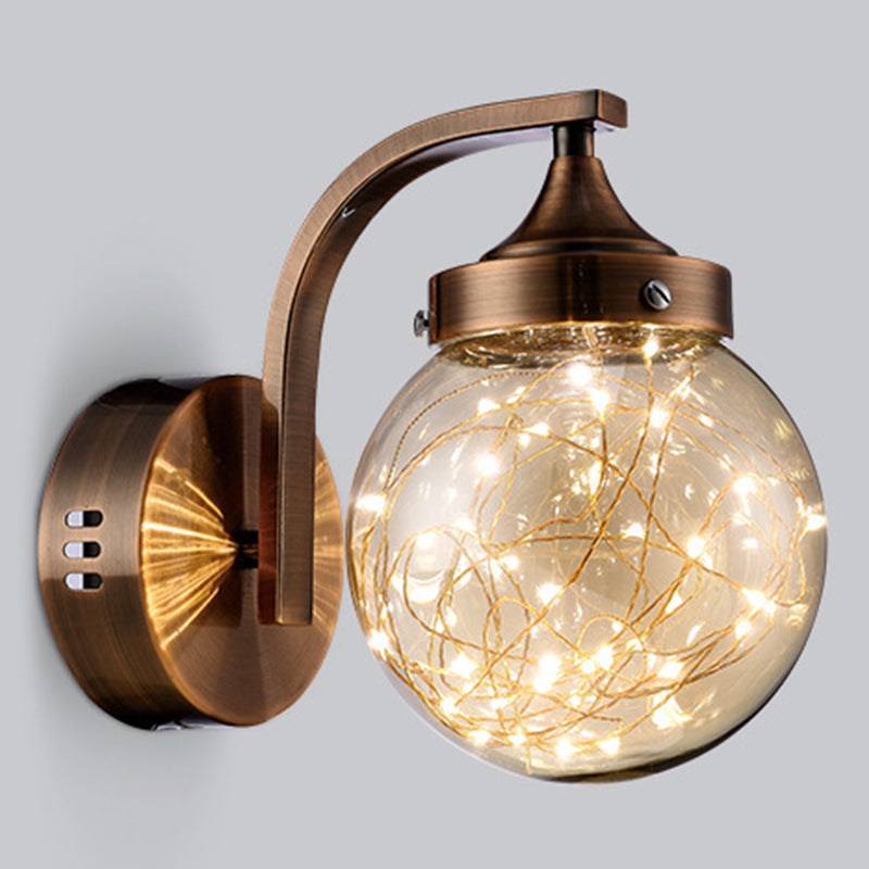 Spherical Star Lamp: Creative Wall Sconce For Warm Bedroom Ambiance Copper