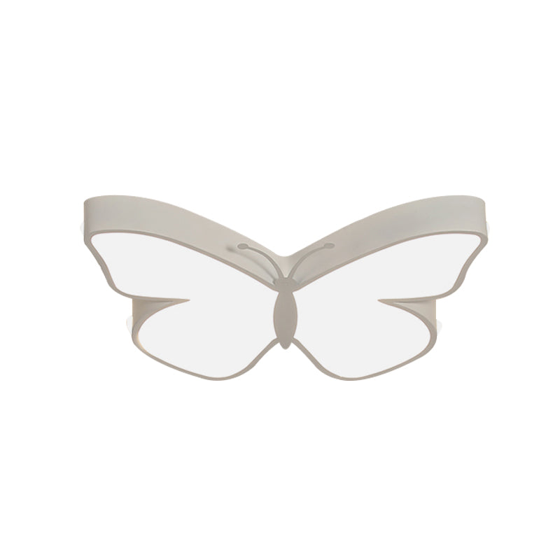 Butterfly Led Flush Mount Lamp In Warm/White Light 19.5/23.5 Width - White/Pink/Blue Cartoon Acrylic