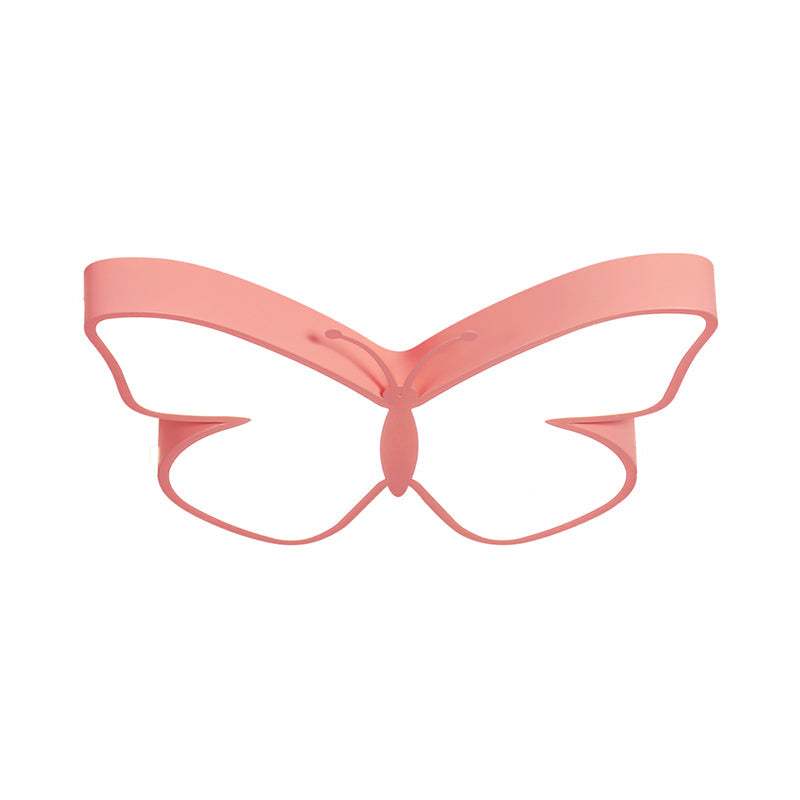 Butterfly Led Flush Mount Lamp In Warm/White Light 19.5’/23.5’ Width - White/Pink/Blue Cartoon