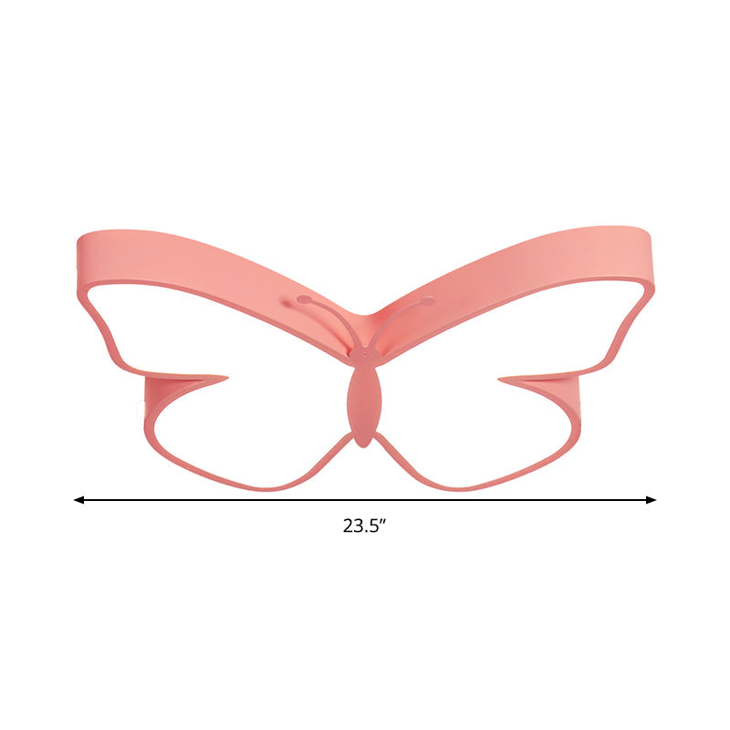 Butterfly Led Flush Mount Lamp In Warm/White Light 19.5’/23.5’ Width - White/Pink/Blue Cartoon