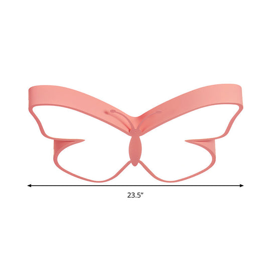 Butterfly Led Flush Mount Lamp In Warm/White Light 19.5’/23.5’ Width - White/Pink/Blue Cartoon